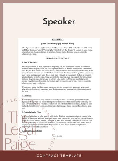 The Legal Paige Speaker Contract Template