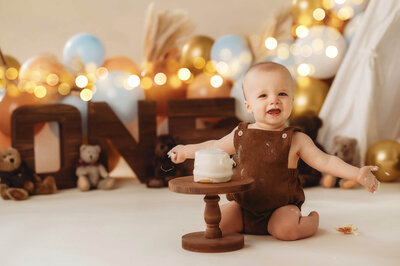 Infant posed in a Star Wars set for Newborn Photos in Charleston, SC,