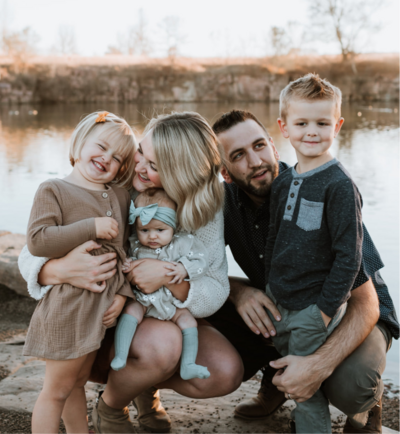 Maddie with her husband and three children at Arrowhead Park in Sioux Falls, SD