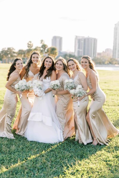 Bride with bridesmaids in downtown St. Petersburg