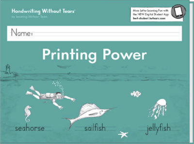 book cover with blue green background and the title 'printing power'