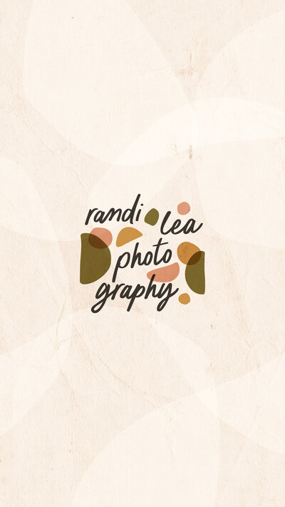 Randi Lea Photography logo with abstract shapes on a cream texture background
