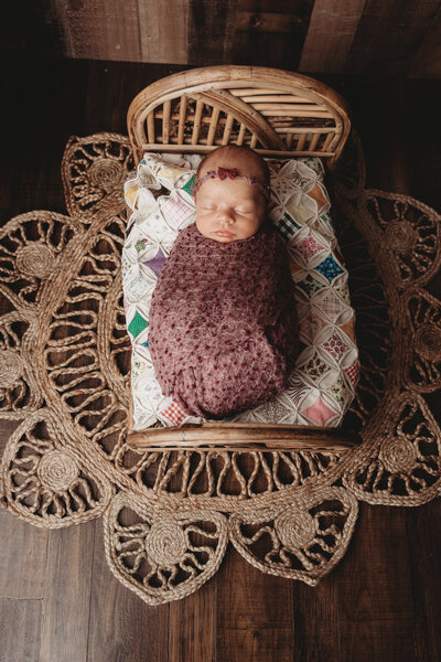 A boho baby during their newborn session.
