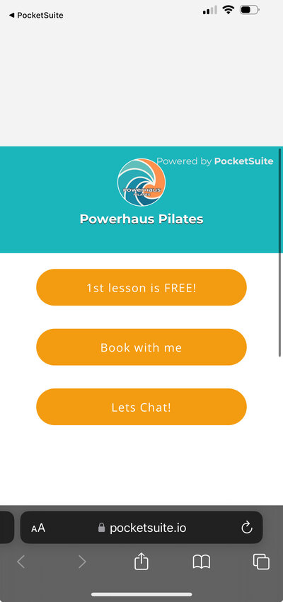 Front page of Powerhaus Pilates easy booking suite