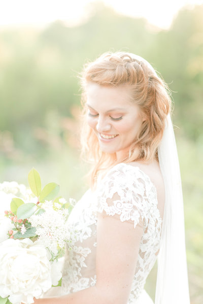bride looking over her shoulder