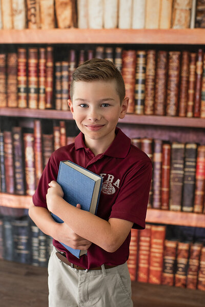 boy in library for back to school