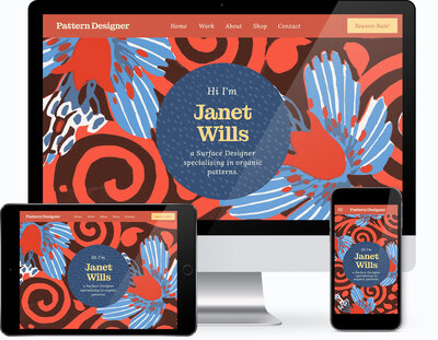 The Template Emporium shop Showit one-pager website template for Surface Pattern Designers