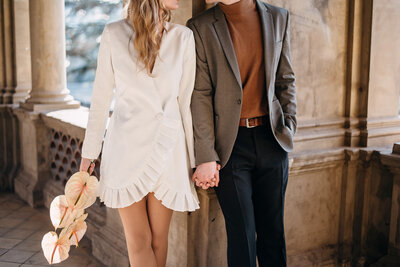 Elopement in Tuscany micro reception bride and groom