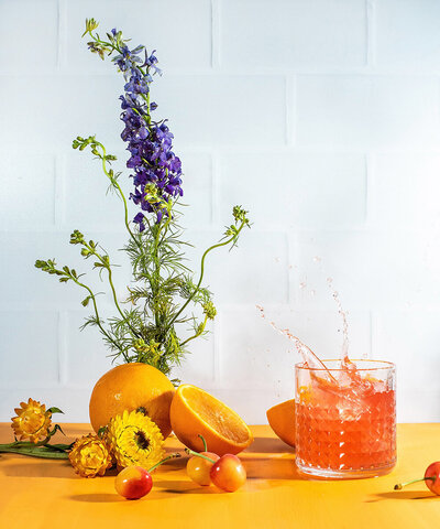 orange cocktail splash photography