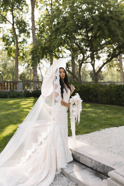 bride portrait with a parasol