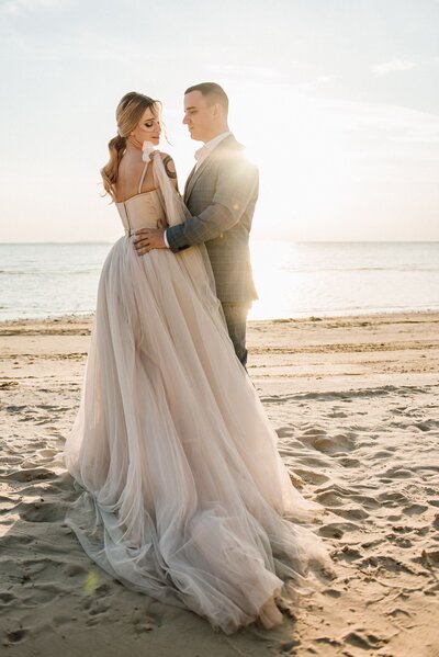 Bride and groom on the beach