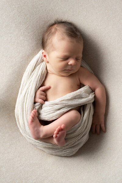 wrapped newborn baby boy