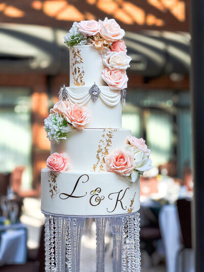 Floral wedding cake by Artisan Buttercream custom cake bakery serving metro detroit: birthdays, weddings & more!