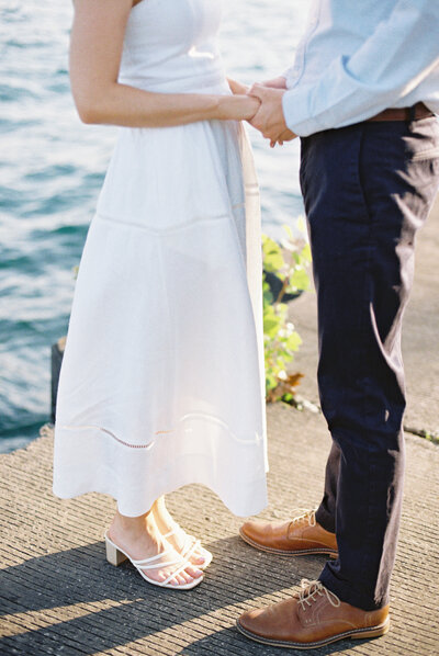 Image of Couple By Chicago Lakefront For A Wisconsin Wedding - Taken by Emily Barbara Wisconsin Wedding Photographer