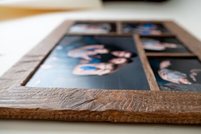 closeup of wood framed photoblock