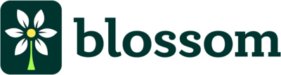 Simple floral logo with word "Blossom"