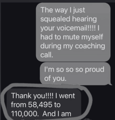 Student testimonial sharing positive experience with Executive Coaching for Women program, emphasizing transformative career support and growth.