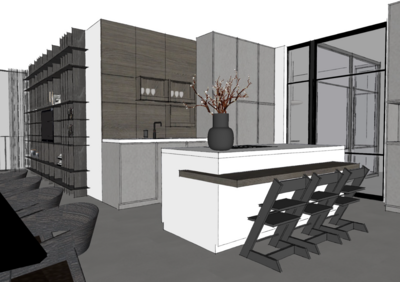 3D tekening inzichtelijk de keuken