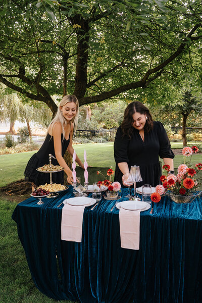 A large floral arrangement with blue, yellow, and white flowers.
