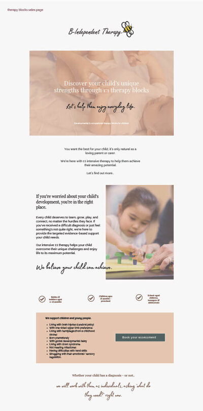 Website copy for occupational therapist
