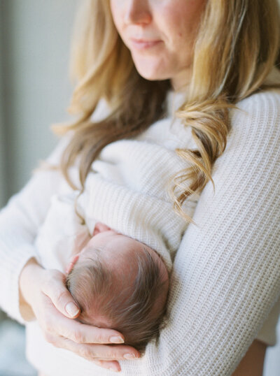 Newborn baby boy photography at home in west seattle on film