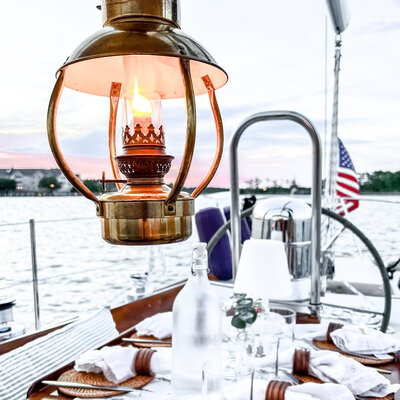 private sunset sail and dinner at anchor