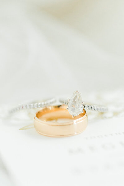detailed shot of wedding rings