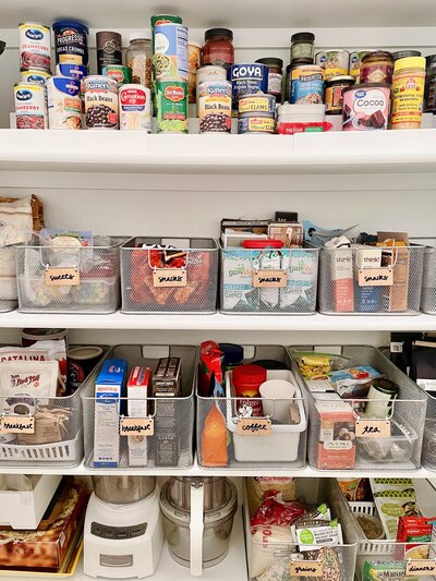 Custom labels and organization kitchen pantry