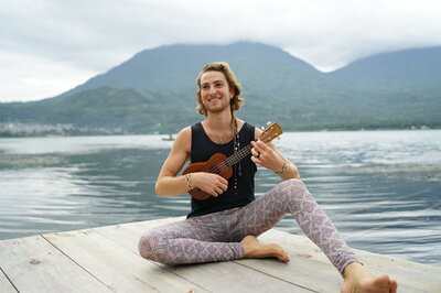 Enjoying on the dock of Lake Atitlan