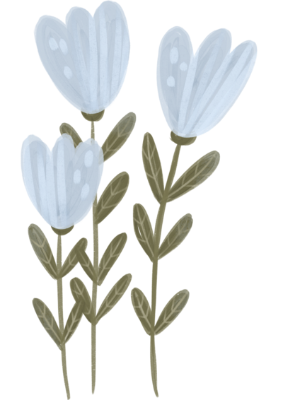 Blue flower stems