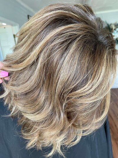 Dimensional blonde hair color near Murrells Inlet South Carolina