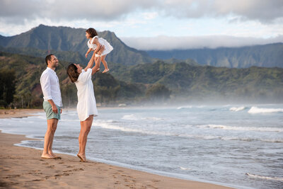 family at hanalei beach