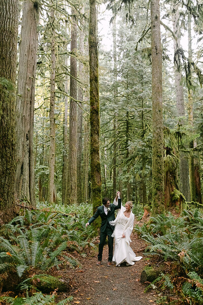 bride and groom portrait after their elopement ceremony in La  Push, Washington.