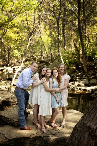 Family session in the creek