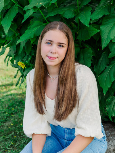 senior pictures penn yan ny with greenery bright vibrant style