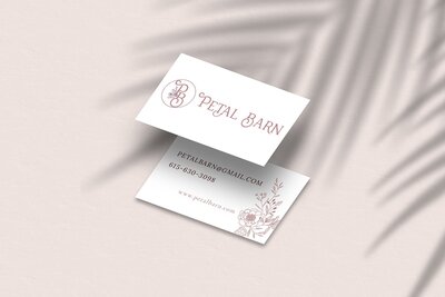 Mockup of florist business cards with branding