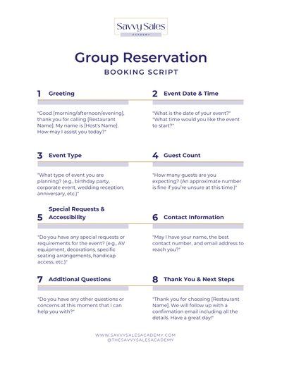 Group Reservation Script for Restaurants | Free Download
