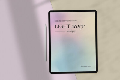 mockup of a tablet device showcasing the light story