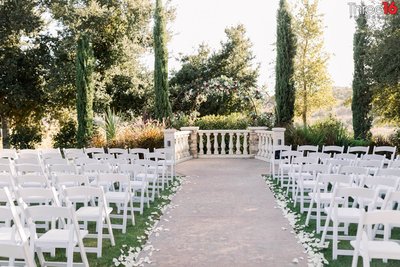 Outdoor wedding ceremony setup at the Wedgewood Vellano in Chino Hills