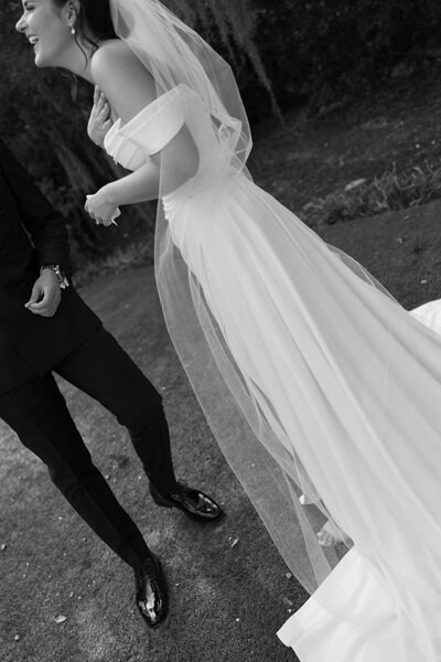 classic summer wedding featuring bride in off the shoulder gown in Wilmington, north carolina