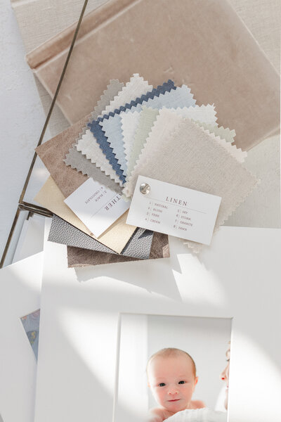 flat lay image of samples for a photo album