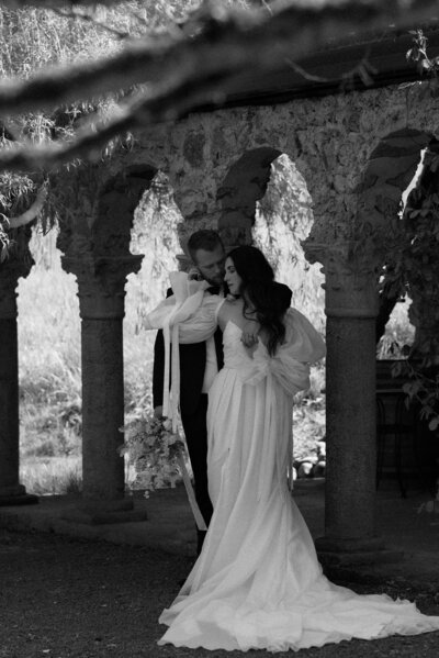 black and white photo of european wedding