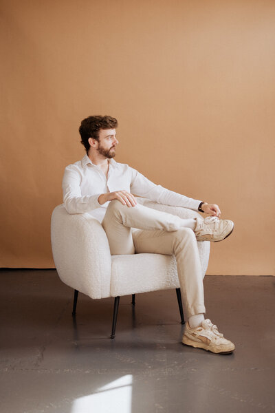man sitting on chair