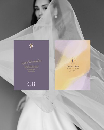 artful warm elegant bridal boutique business card design