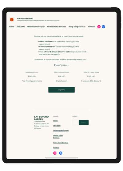 A screenshot of a small business website showcasing its products and services with a welcoming design.