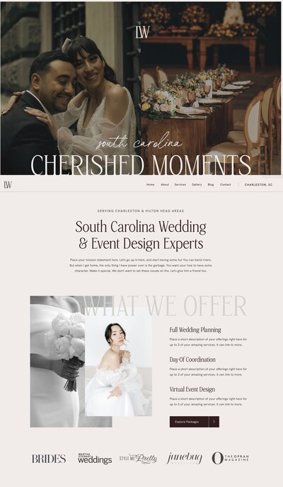 Showit Website Template for Wedding Planners Luxury