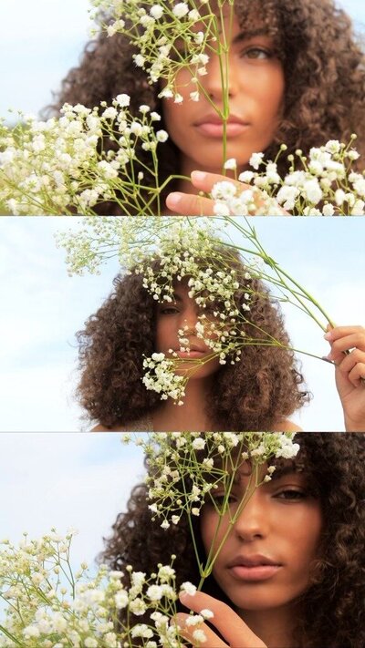 A woman with flowers posing in vintage photography photo ADP Studio