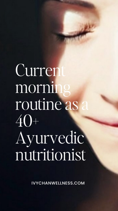 Selfie of a woman in sunlight, eyes closed. Image copy says current routing of a 40+ Ayurvedic practitioner