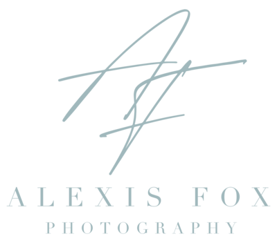 Script font with words "Alexis Fox" and a serif font for "Photography"