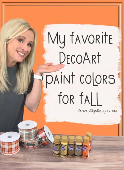 DecorArt fall paint colors list on orange background